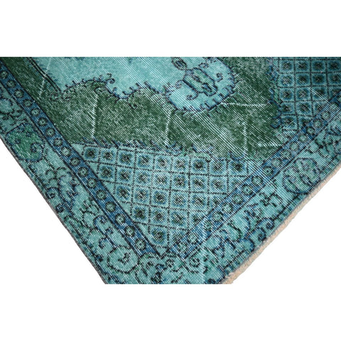 Turquoise vintage vloerkleed - 194x110 cm - HANDGEMAAKT