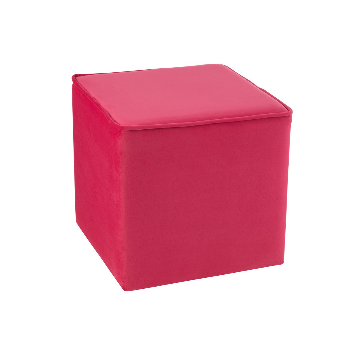 J-Line Poef Kubus Velvet Fel Roze