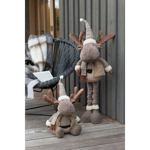 J-Line Rendier Winter Staand Textiel Bruin Large