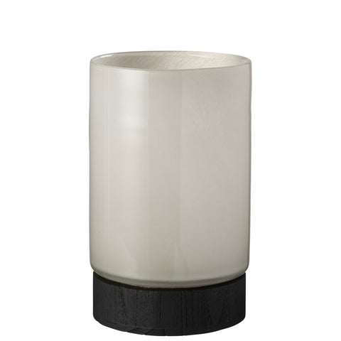 J-Line Windlicht/Vaas Ray Glas/Wilg Wit/Zwart Large