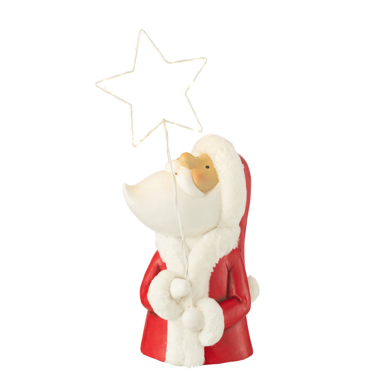J-Line Kerstman Led Ster Resin Wit/Rood Large