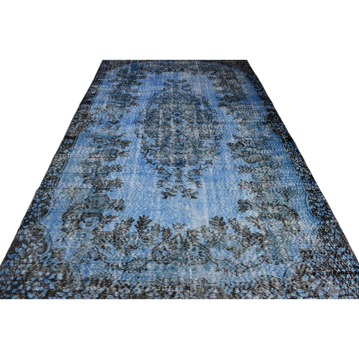 Blauw vintage vloerkleed - 316x178 cm - HANDGEMAAKT