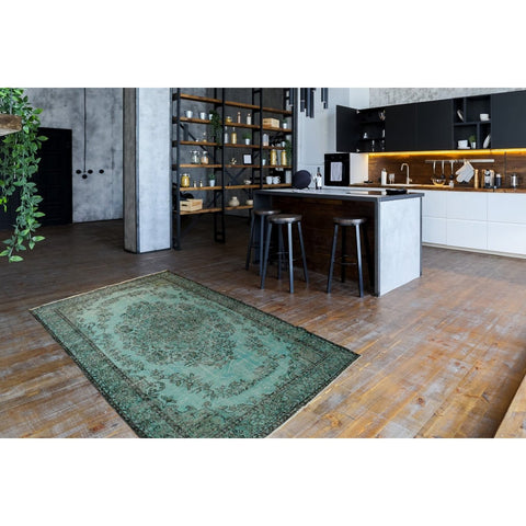 Turquoise vintage vloerkleed - 281x187 cm - HANDGEMAAKT