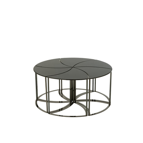 J-Line tafel Tornado - metaal/glas - zwart
