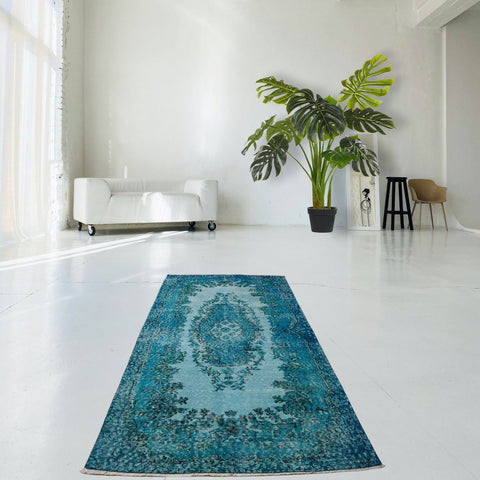 Turquoise vintage vloerkleed - 200x112 cm - HANDGEMAAKT