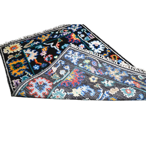 Zwart Azeri vloerkleed - 93x65 cm - HANDGEMAAKT