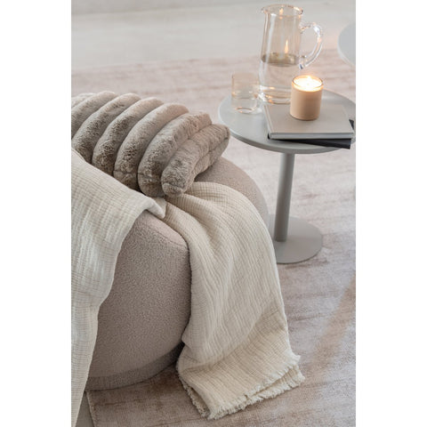 J-Line Plaid franjes Mousseline - katoen - lichtbeige