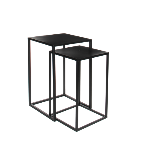 Goa Bijzettafel - Set van 2 - L35 x B35 x H55 cm - Metaal - Zwart