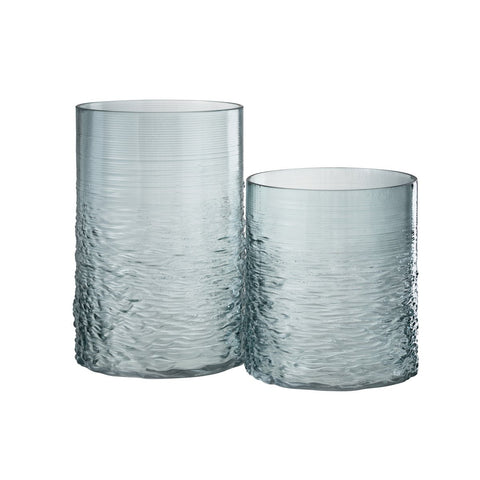 J-Line windlicht Zee - Kaarsenhouder - glas - blauw - large