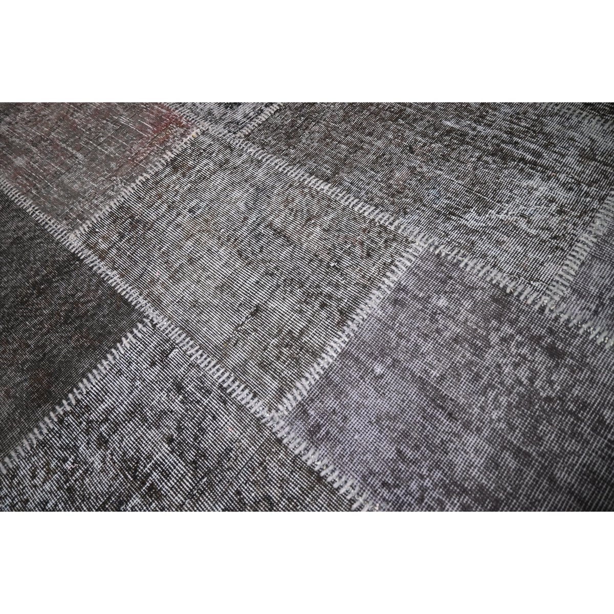Grijs patchwork vloerkleed - 305x200 cm - HANDGEMAAKT