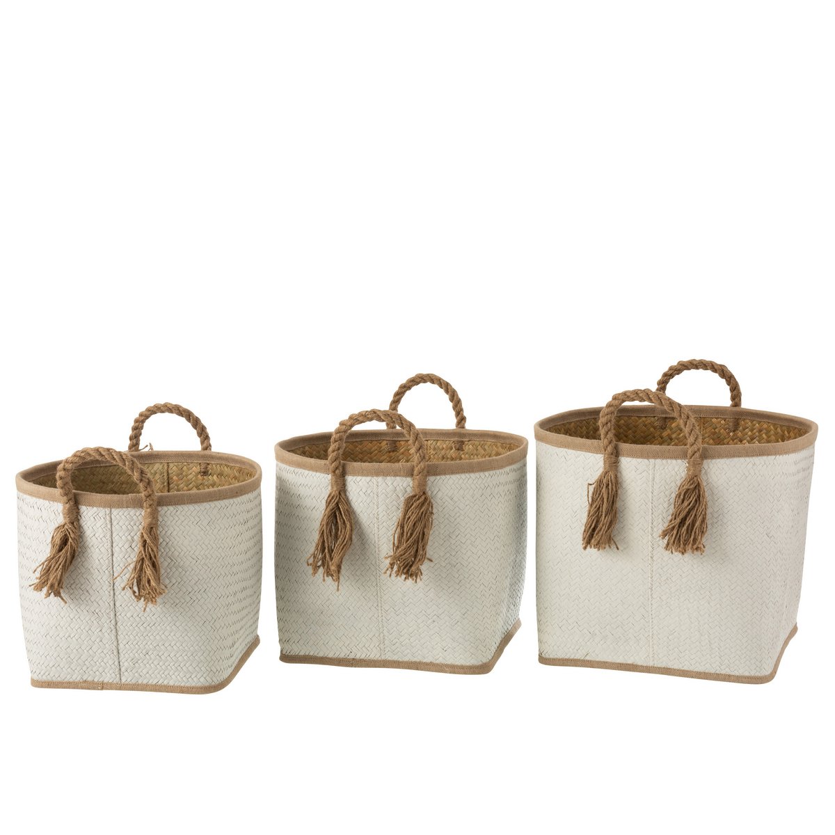 J-Line Man Palmblad - jute - naturel/wit
