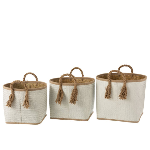 J-Line Man Palmblad - jute - naturel/wit
