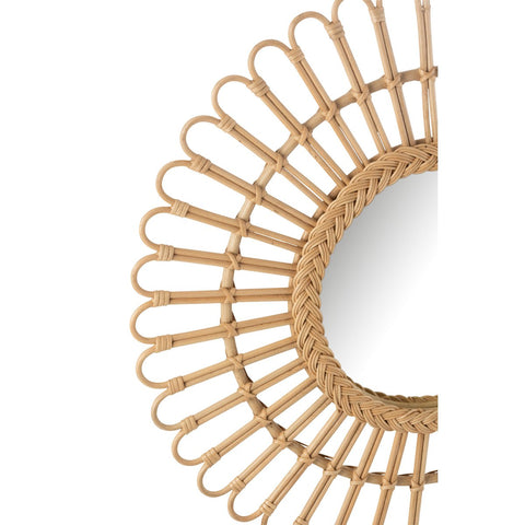 J-Line spiegel Ellen Rond - rotan - naturel - klein