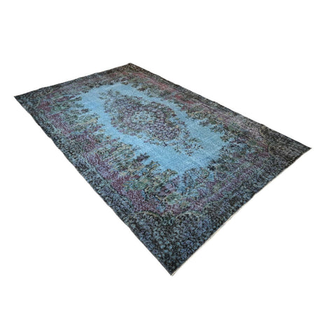 Blauw vintage vloerkleed - 290x170 cm - HANDGEMAAKT