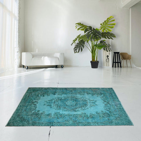 Turquoise vintage vloerkleed - 216x120 cm - HANDGEMAAKT Copy