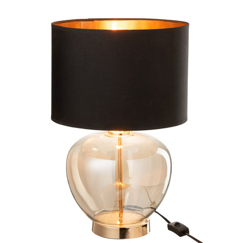 J-Line Lamp Transparant Glas/Textiel Goud/Zwart