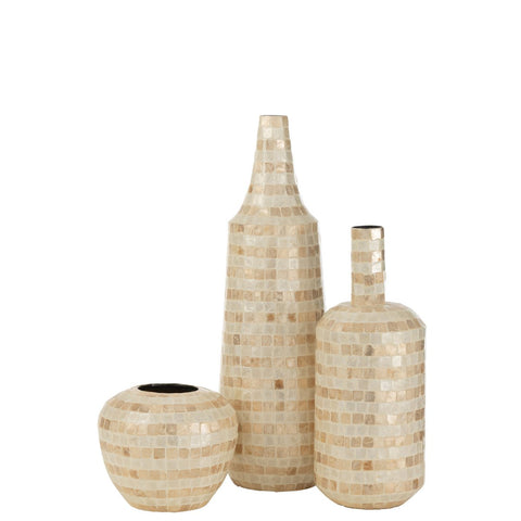 J-Line vaas Lang - schelpen/bamboe - beige