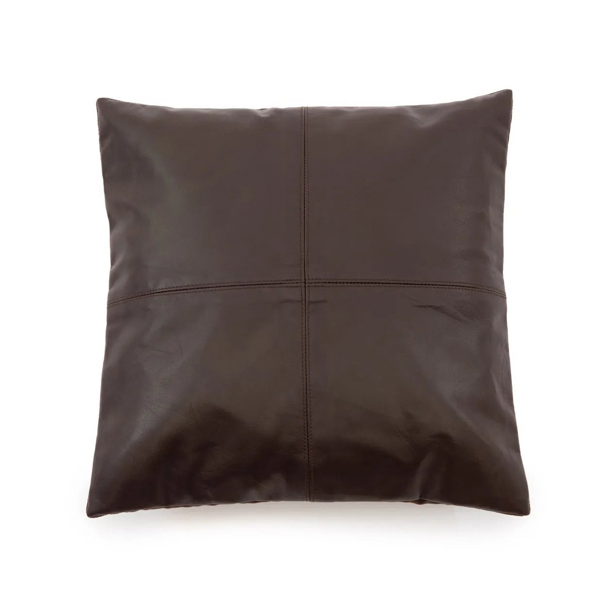 De leren kussenhoes met vier panelen - Choco - 40x40