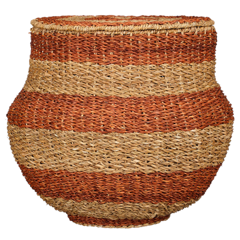 Tacoma Opbergmand met Deksel - H48 x Ø55 cm - Jute - Oranje