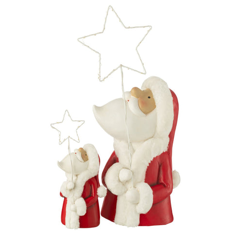 J-Line Kerstman Led Ster Resin Wit/Rood Large