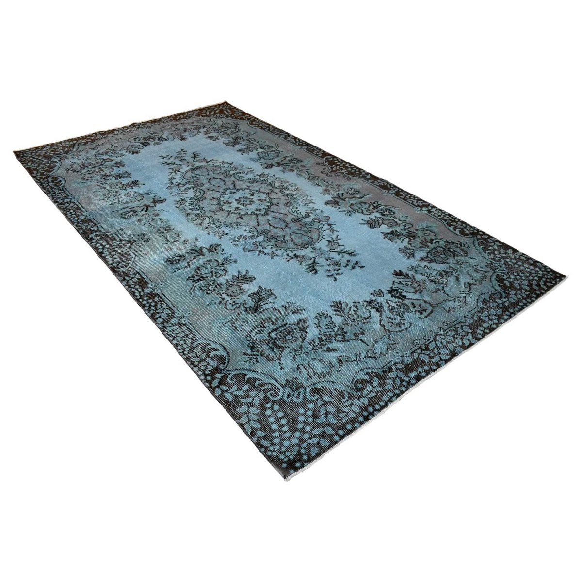 Blauw vintage vloerkleed - 298x174 cm - HANDGEMAAKT