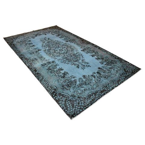 Blauw vintage vloerkleed - 298x174 cm - HANDGEMAAKT