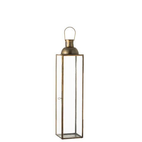 J-Line lantaarn Hoog Antiek - glas/ijzer - brons - small