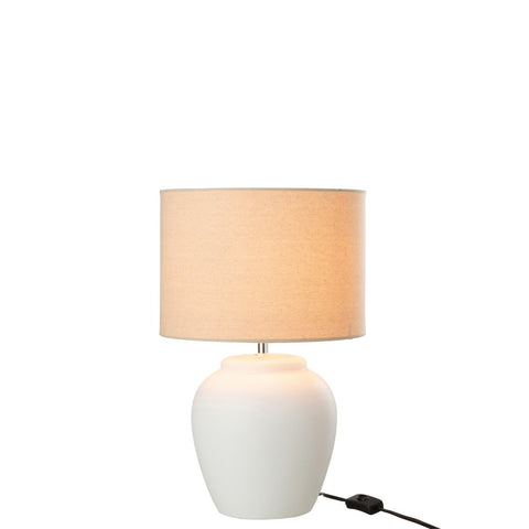 J-Line lamp Meli + Kap - keramiek - linnen - wit - small