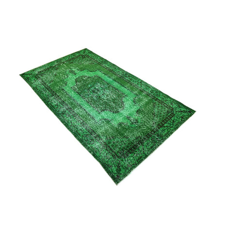Groen vintage vloerkleed - 204x114 cm - HANDGEMAAKT