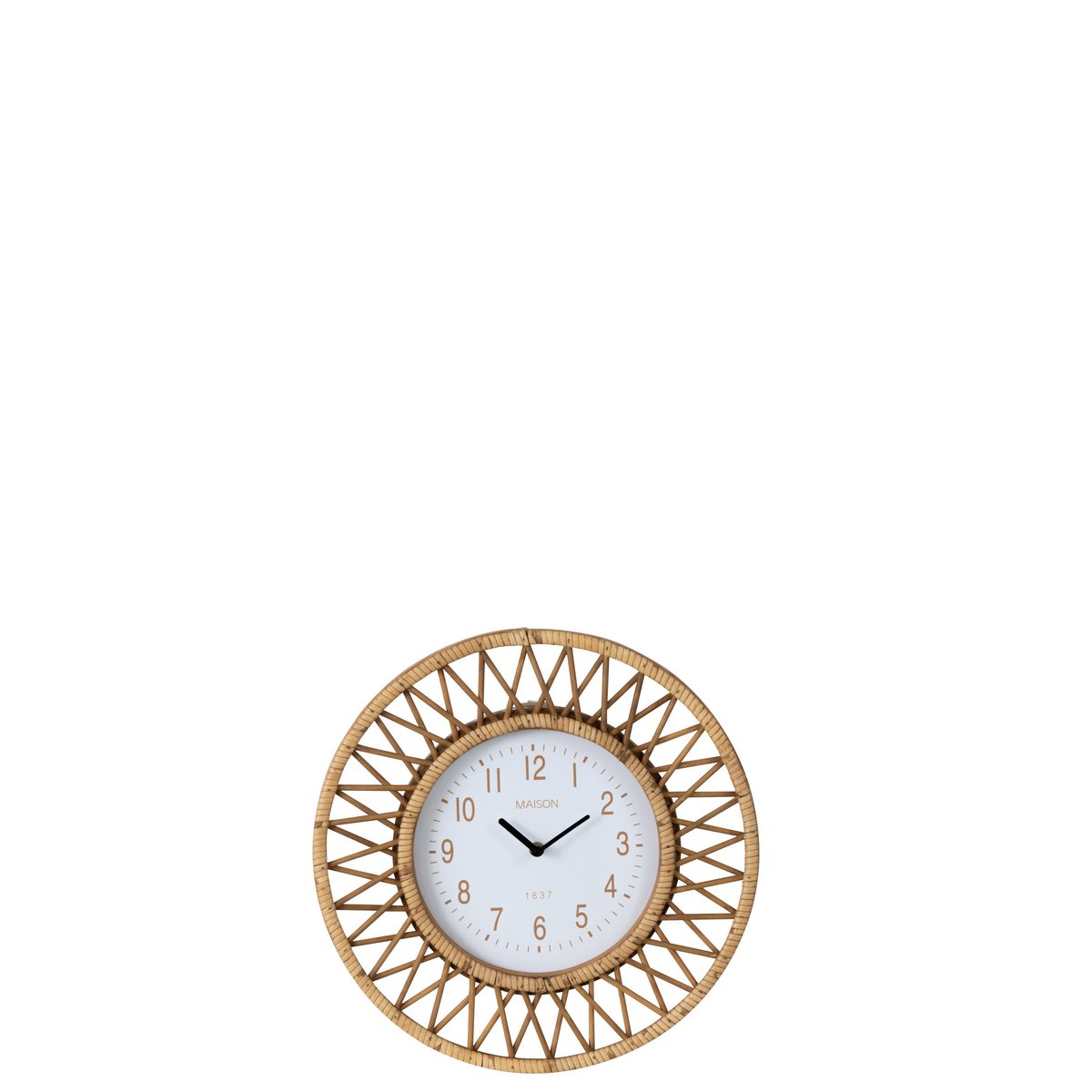 J-Line wandklok Wonder - rotan - naturel/wit - small - Ø 2.50 cm