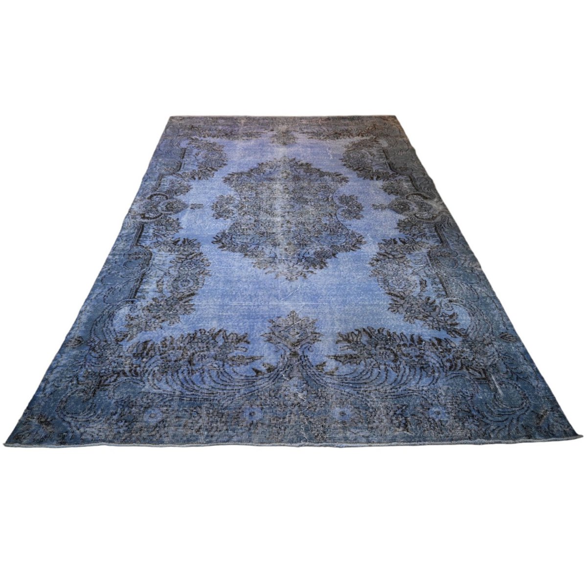 Blauw vintage vloerkleed - 285x193 cm - HANDGEMAAKT
