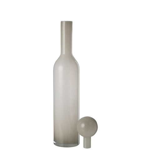 J-Line Vaas Fles+Stop Effen Glas Wit Large