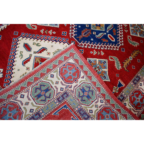 Rood kazak vloerkleed - 293x204 cm - HANDGEMAAKT