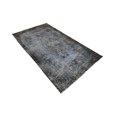Grijs blauw vintage vloerkleed - 206x112 cm - HANDGEMAAKT