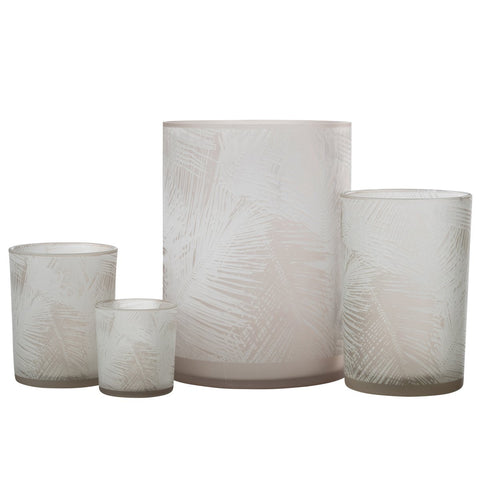 J-Line windlicht Bladeren - glas - beige - extra large