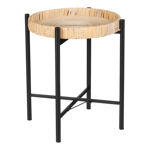 Kaj Bijzettafel - H40 x Ø30 cm - Rotan - Bruin