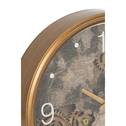 J-Line Klok Kaart Europa Mdf Goud Small