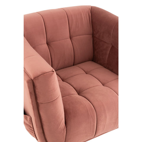 J-Line Lounge Zetel 1-Zit Textiel/Hout/Metaal Antiek Roze