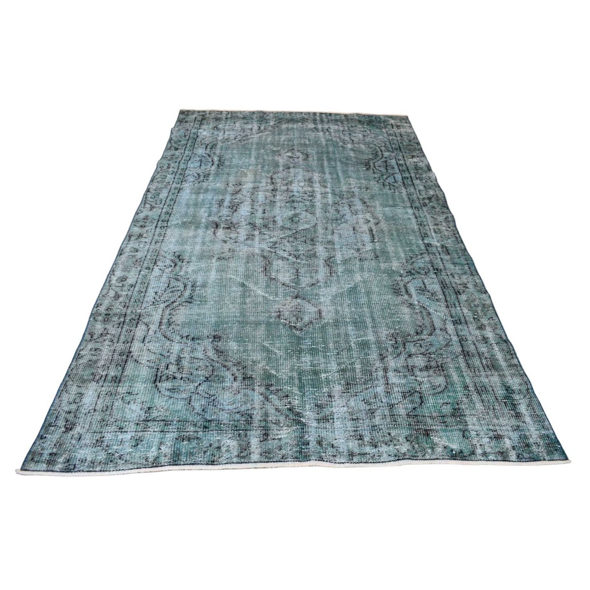 Turquoise vintage vloerkleed - 258x155 cm - HANDGEMAAKT