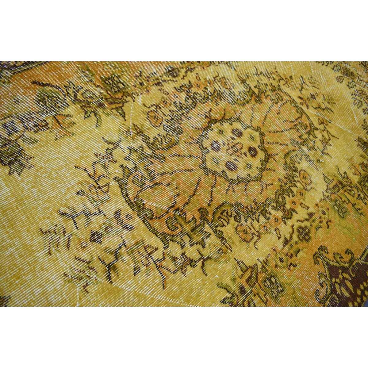 Geel vintage vloerkleed - 203x114 cm - HANDGEMAAKT