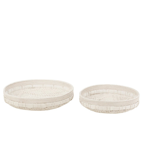 J-Line schalen Rond - rotan - wit