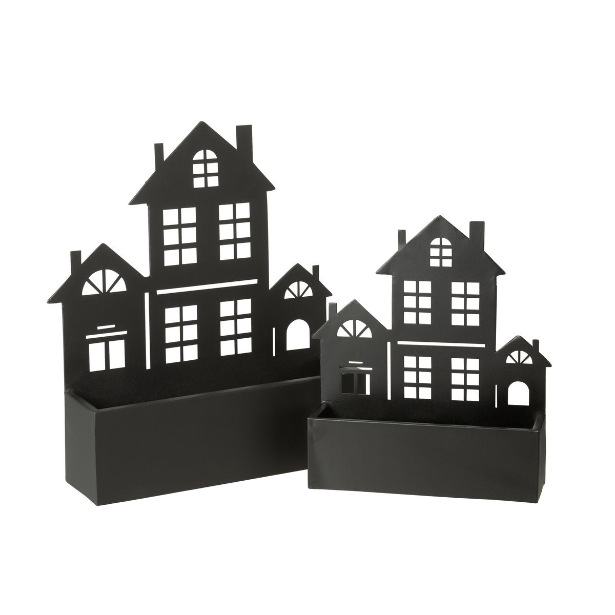 J-Line bloempot Huis - metaal - zwart - large - Ø 11.00 cm