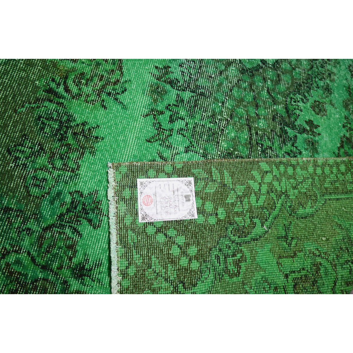 Groen vintage vloerkleed - 208x116 cm - HANDGEMAAKT