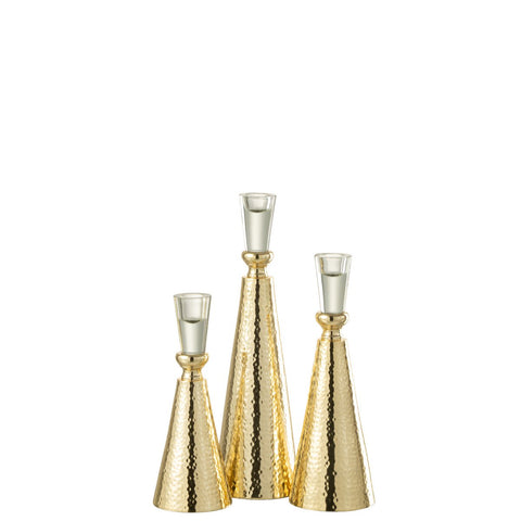 J-Line kandelaar Tape - aluminium/glas - goud/transparant - large