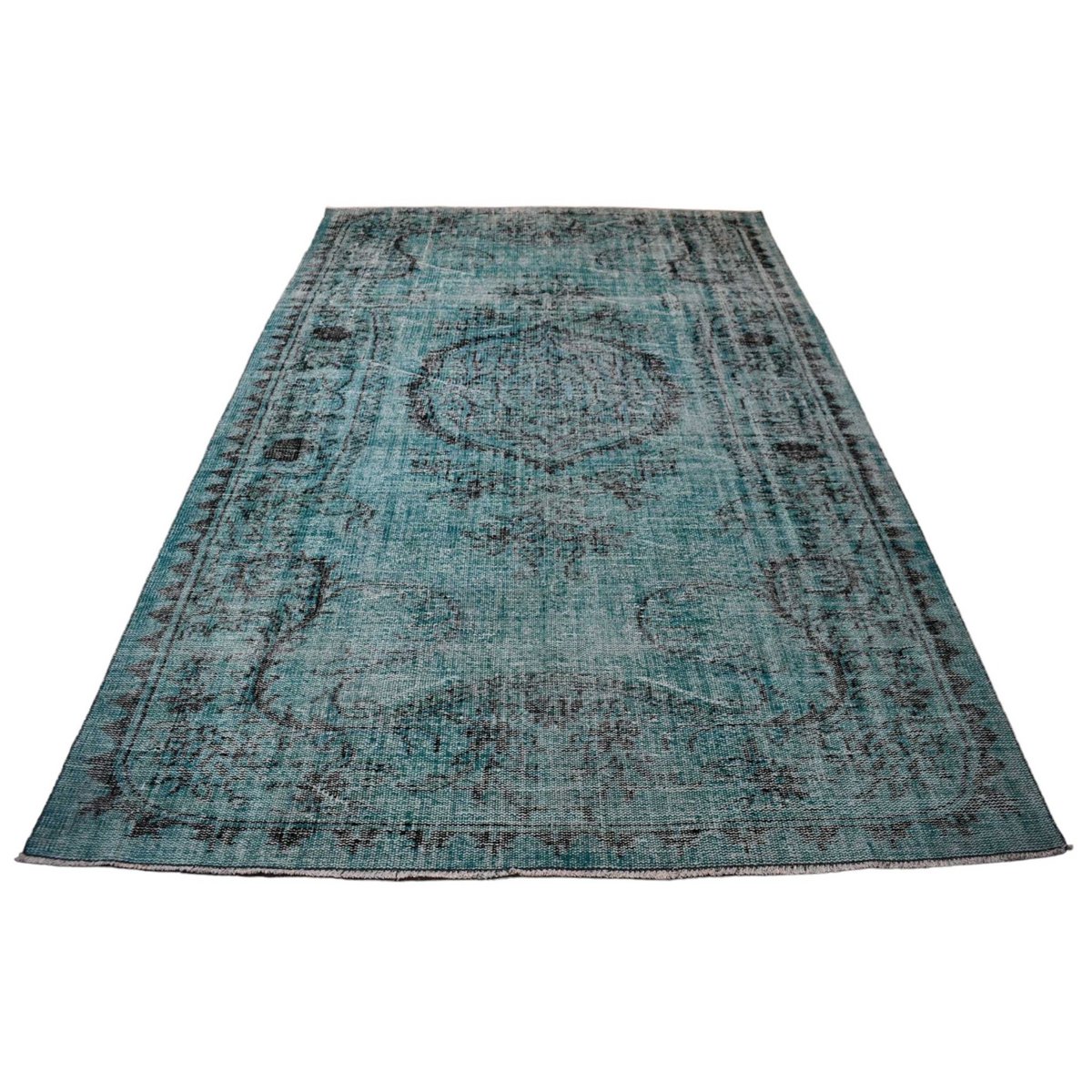 Turquoise vintage vloerkleed - 276x170 cm - HANDGEMAAKT