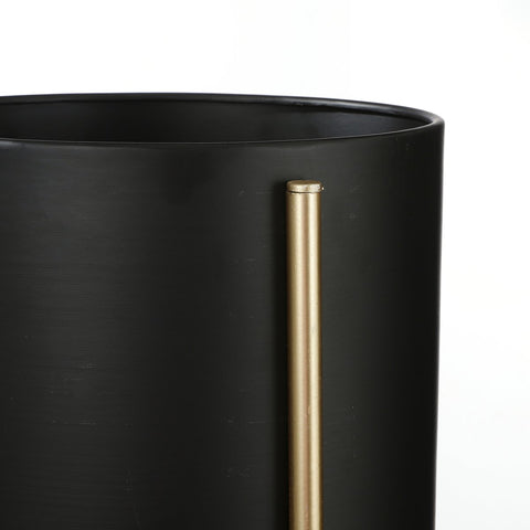 Sverre Bloempot op Standaard - H28 x Ø19 cm - Zwart, Goud