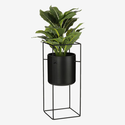 Porte Bloempot op Standaard - L20 x B20 x H50 cm - Metaal - Zwart