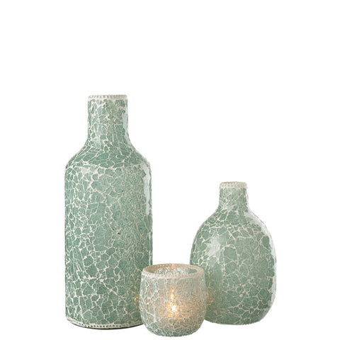 J-Line vaas Mozaiek - glas - groen/wit - large