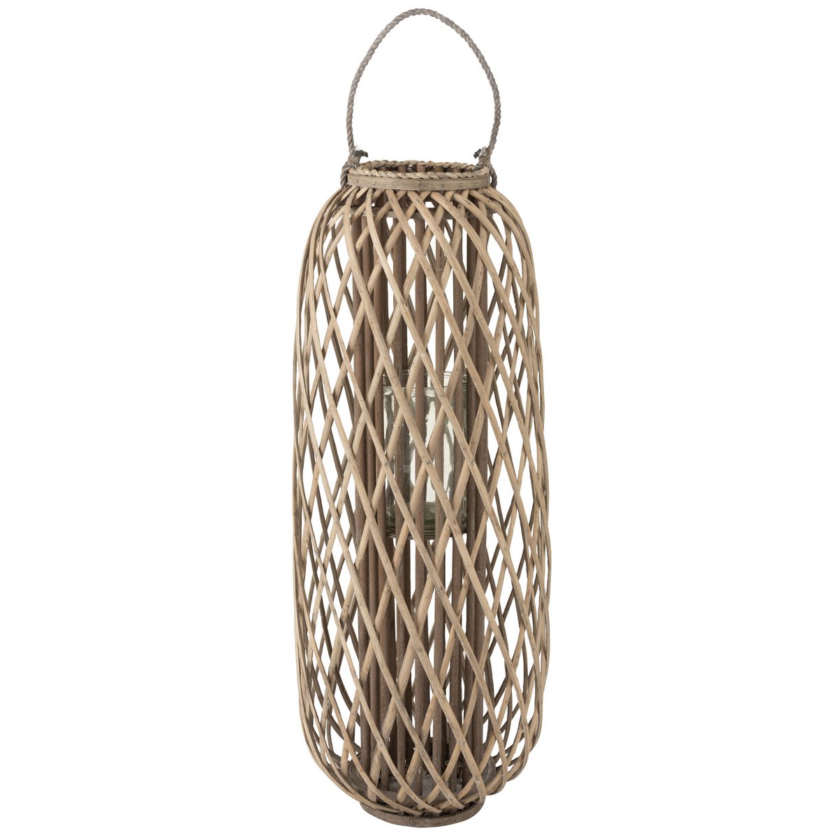 J-Line lantaarn Willow - hout - grijs - large