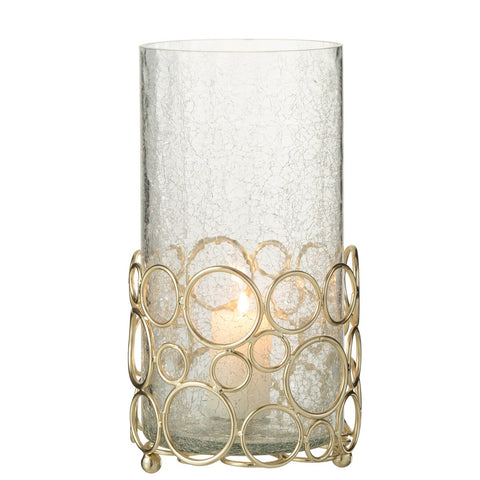 J-Line kaarshouder Kyev - glas/ijzer - transparant/goud - large
